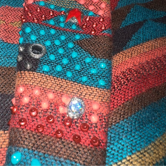 Vintage Herta Western Aztec Shawl Collar Vest Woman’s Medium Cotton Made In USA - Picture 5 of 8